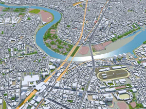 Kawasaki citt&agrave; giappone 50 km Modello 3D