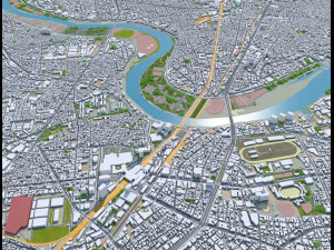 日本川崎市 50公里 3D 模型