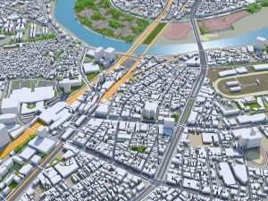 Kawasaki city japan 50km Model 3D