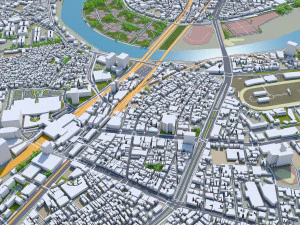 日本川崎市 50公里 3D 模型