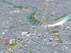 日本川崎市 50公里 3D 模型