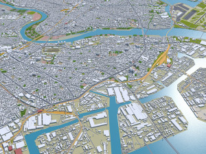 Kawasaki city japan 50km Model 3D