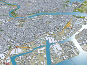 日本川崎市 50公里 3D 模型