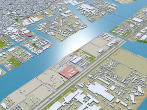 日本川崎市 50公里 3D 模型
