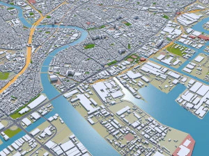 日本川崎市 50公里 3D 模型