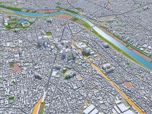 日本川崎市 50公里 3D 模型