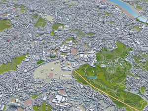 日本川崎市 50公里 3D 模型