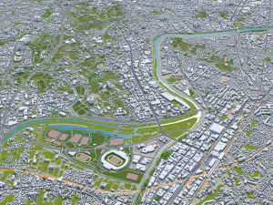 日本川崎市 50公里 3D 模型