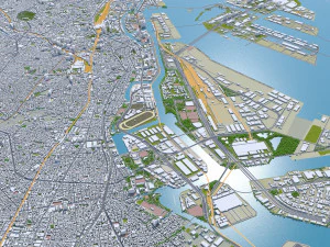 日本川崎市 50公里 3D 模型