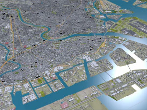 日本川崎市 50公里 3D 模型