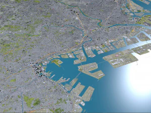 日本川崎市 50公里 3D 模型