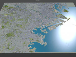日本川崎市 50公里 3D 模型