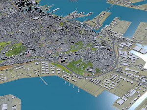 日本川崎市 50公里 3D 模型