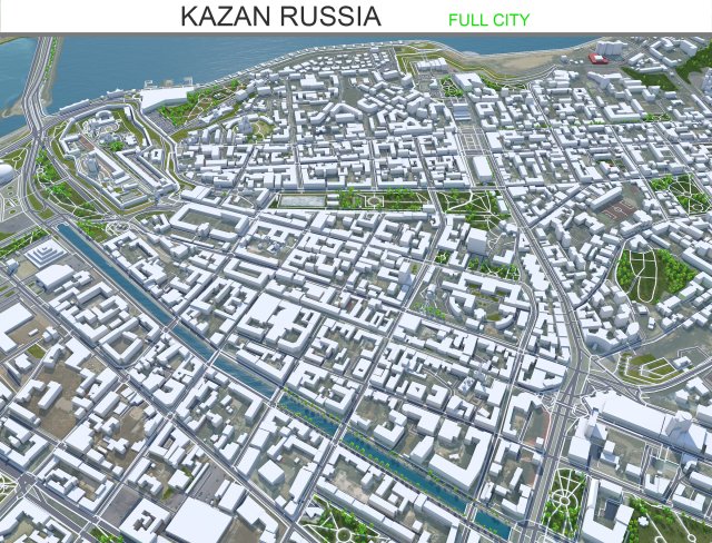 Kazan city russia 70km 3D मॉडल .c4d .max .obj .3ds .fbx .stl .blend