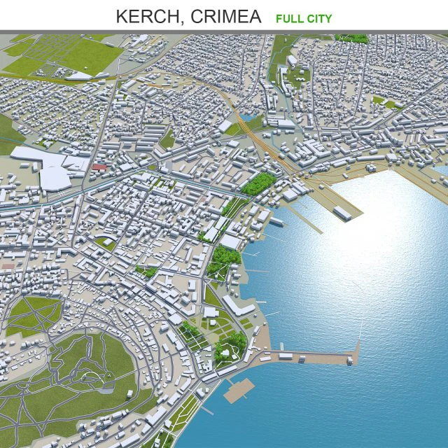 Kerch city crimea 80km 3D Model .c4d .max .obj .3ds .fbx .stl .blend 