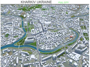Stadt Charkiw, Ukraine 60 km 3D Modell