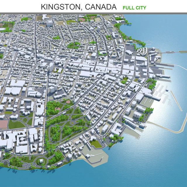 Kingston city canada 50km 3D Model .c4d .max .obj .3ds .fbx .stl .blend 