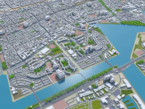 Citt&agrave; di Kobe in Giappone 80 km Modello 3D