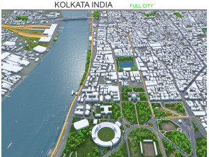 Kolkata city india 100km 3D Model