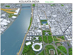 Kalkutta Stadt Indien 100 km 3D Modell