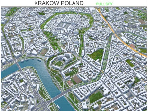 Stadt Krakau, Polen 70 km 3D Modell