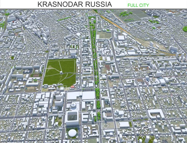 Krasnodar city russia 50km 3D Model .c4d .max .obj .3ds .fbx .stl .blend 