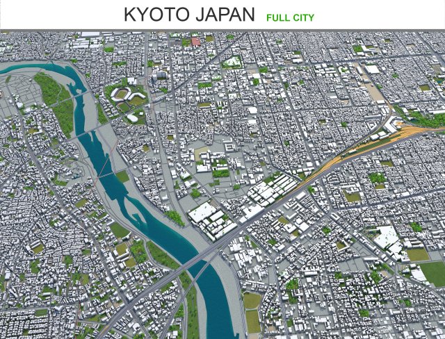 kyoto city japan 80km Modello 3D .c4d .max .obj .3ds .fbx .stl .blend 