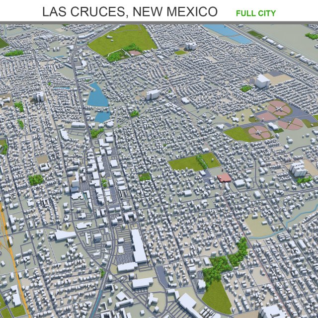 Las cruces city new mexico 50km Model 3D .c4d .max .obj .3ds .fbx .stl .blend 