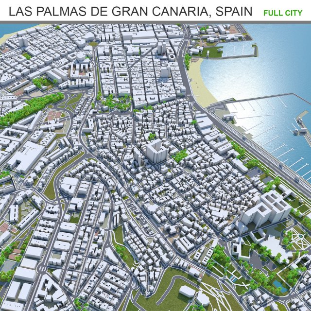 Las palmas de gran canaria city spain 40km Model 3D .c4d .max .obj .3ds .fbx .stl .blend 