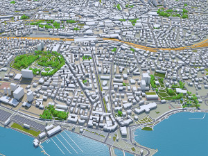 Lausanne city switzerland 50km 3D Model