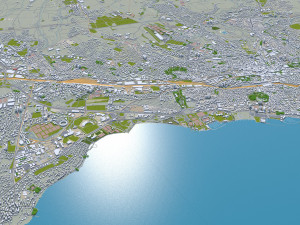 Lausanne city switzerland 50km 3D Model