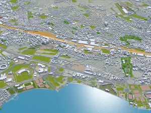 Lausanne city switzerland 50km 3D Model