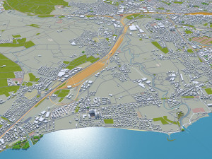Lausanne city switzerland 50km 3D Model