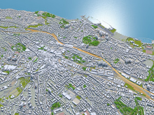Lausanne city switzerland 50km 3D Model