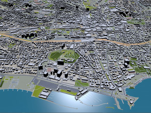 Lausanne city switzerland 50km 3D Model