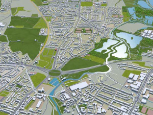 Leicester city england 50km 3D Model