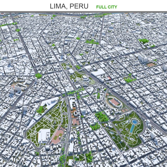 Lima city peru 80km 3D Model .c4d .max .obj .3ds .fbx .stl .blend 
