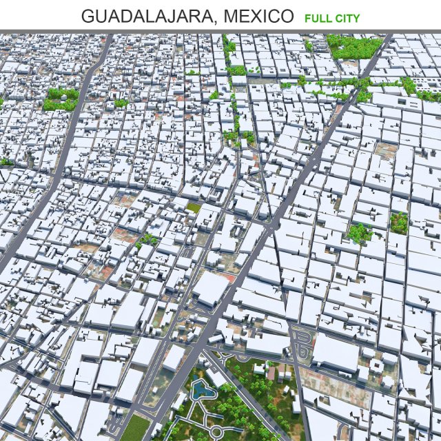 Guadalajara city mexico 50 km 3D मॉडल .c4d .max .obj .3ds .fbx .stl .blend 