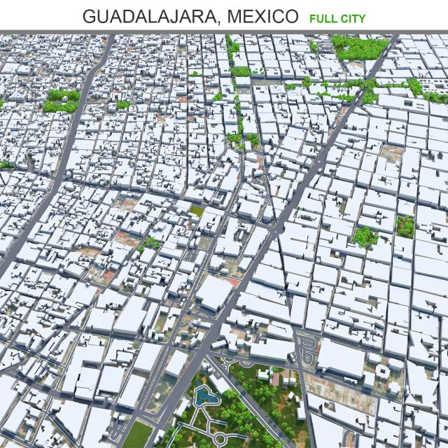 Guadalajara city mexico 50 km 3D Model .c4d .max .obj .3ds .fbx .stl .blend 