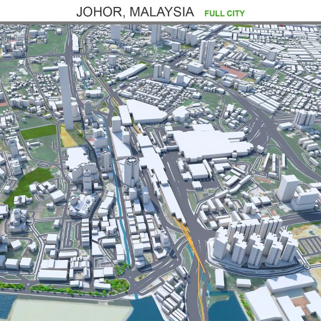 Johor city malaysian 50km 3D Model .c4d .max .obj .3ds .fbx .stl .blend