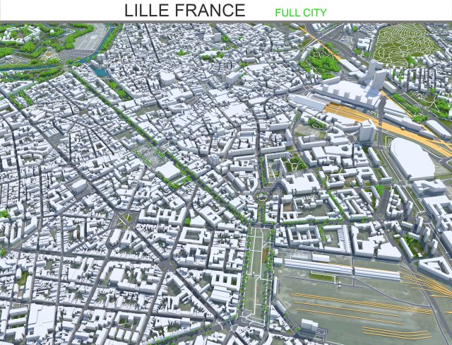 Lille city france 70km 3D Model .c4d .max .obj .3ds .fbx .stl .blend