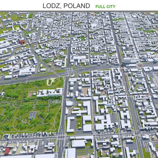 Lodz city poland 80km Modèle 3D .c4d .max .obj .3ds .fbx .stl .blend 
