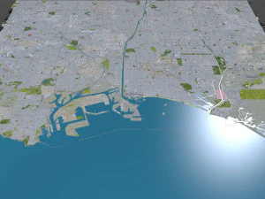 Long beach city california 40km 3D Model