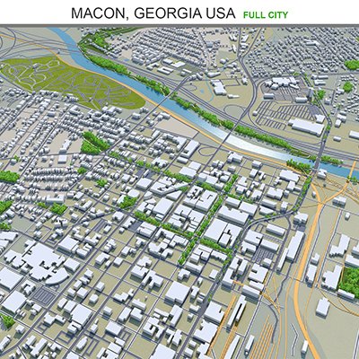 Macon city georgia usa 50km 3D 모델 .c4d .max .obj .3ds .fbx .stl .blend 
