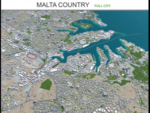 malta city country 3d model 50km 3D Model