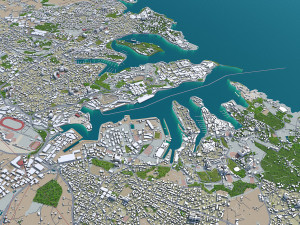malta city country 3d model 50km 3D Модель