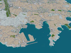 malta city country 3d model 50km 3D Model