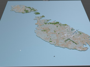 malta city country 3d model 50km 3D Модель