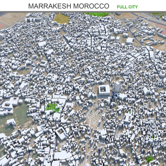 Marrakesh city morocco 50km 3D 모델 .c4d .max .obj .3ds .fbx .stl .blend 
