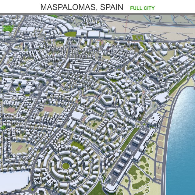 Maspalomas city spain 30km 3Dモデル .c4d .max .obj .3ds .fbx .stl .blend 